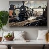 Dampflokomotive im Bahnhof , Druck auf Leinwand