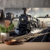 Dampflokomotive im Bahnhof , Druck auf Leinwand
