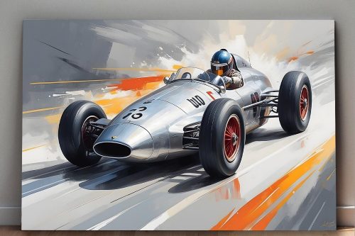 Rennwagen in Fahrt auf dynamischem Hintergrund