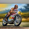 Klassischer Motorrad-Rennfahrer - Druck auf Leinwand