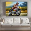 Klassischer Motorrad-Rennfahrer - Druck auf Leinwand