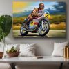 Klassischer Motorrad-Rennfahrer - Druck auf Leinwand