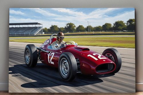 57-763.jpg Titel: Historischer Rennwagen auf der Strecke, Druck auf Leinwand