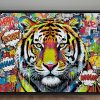 57-783.jpg Tiger Street Art - – Leinwanddruck mit Schattenfugenrahmen, Pop Art