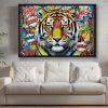 57-784.jpg Tiger Street Art - – Leinwanddruck mit Schattenfugenrahmen, Pop Art