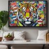 57-785.jpg Tiger Street Art - – Leinwanddruck mit Schattenfugenrahmen, Pop Art