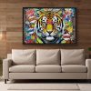 57-786.jpg Tiger Street Art - – Leinwanddruck mit Schattenfugenrahmen, Pop Art