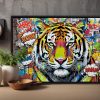 57-787.jpg Tiger Street Art - – Leinwanddruck mit Schattenfugenrahmen, Pop Art
