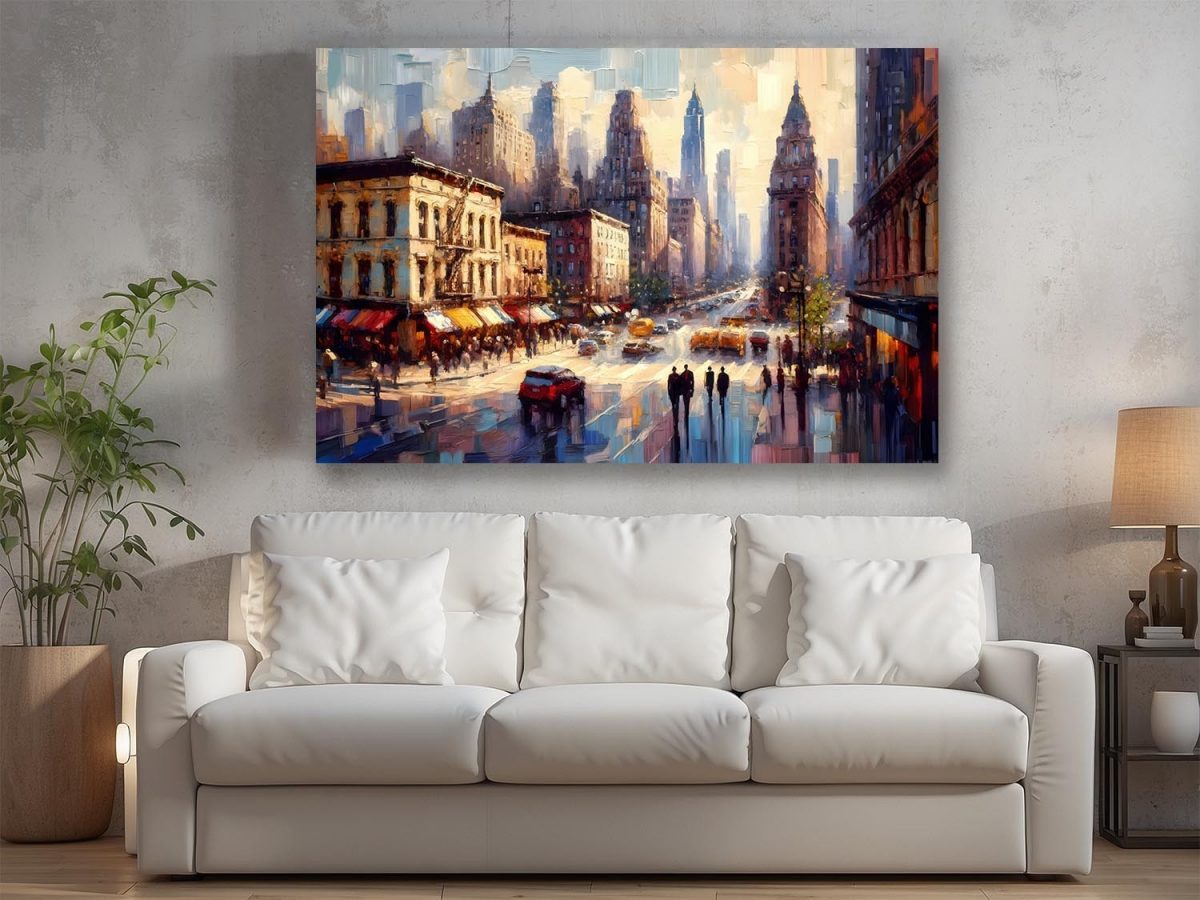 57-804.jpg Stadtszene im Impressionismus - New York Street, Druck auf Leinwand