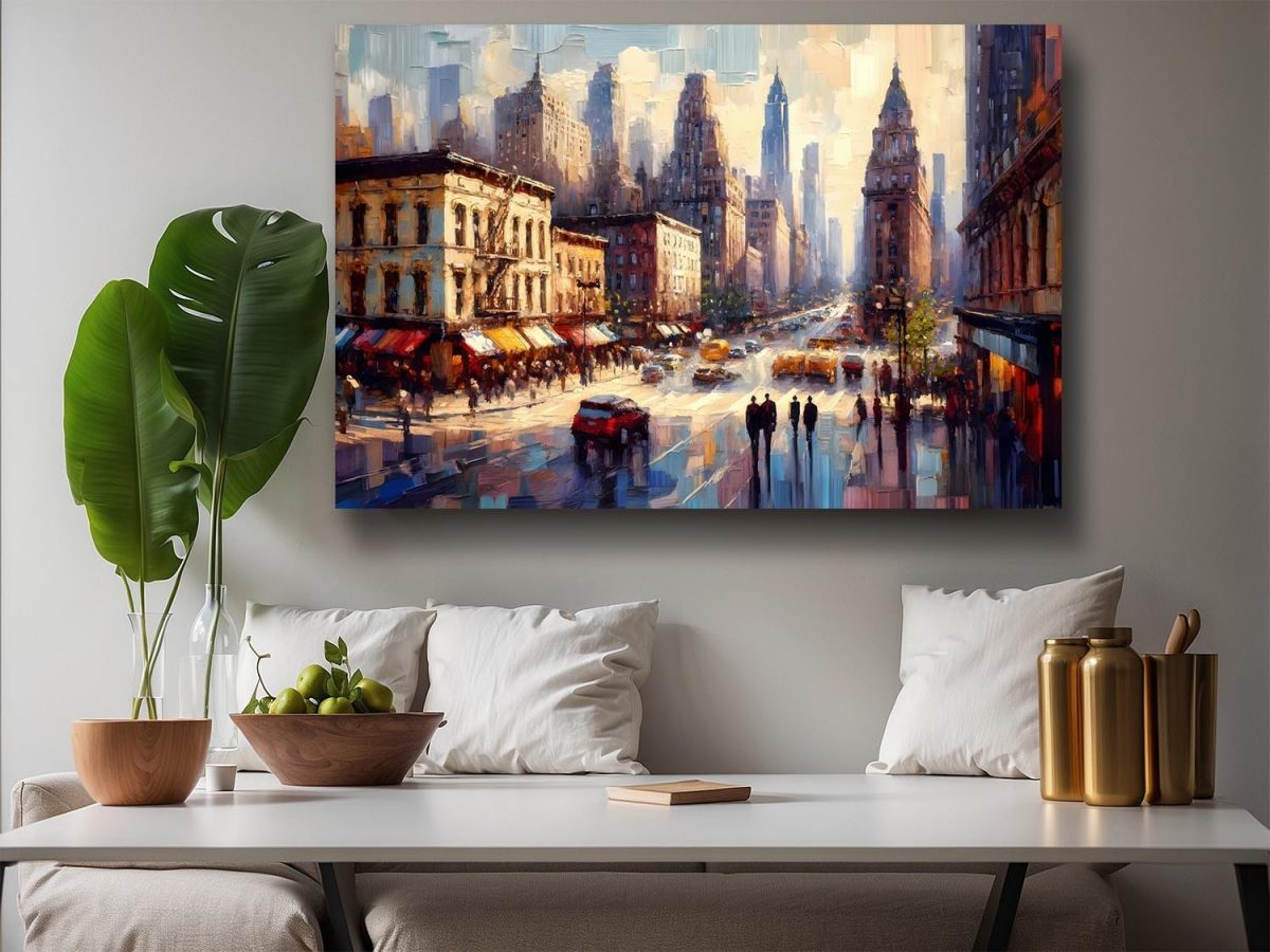 57-805.jpg Stadtszene im Impressionismus - New York Street, Druck auf Leinwand
