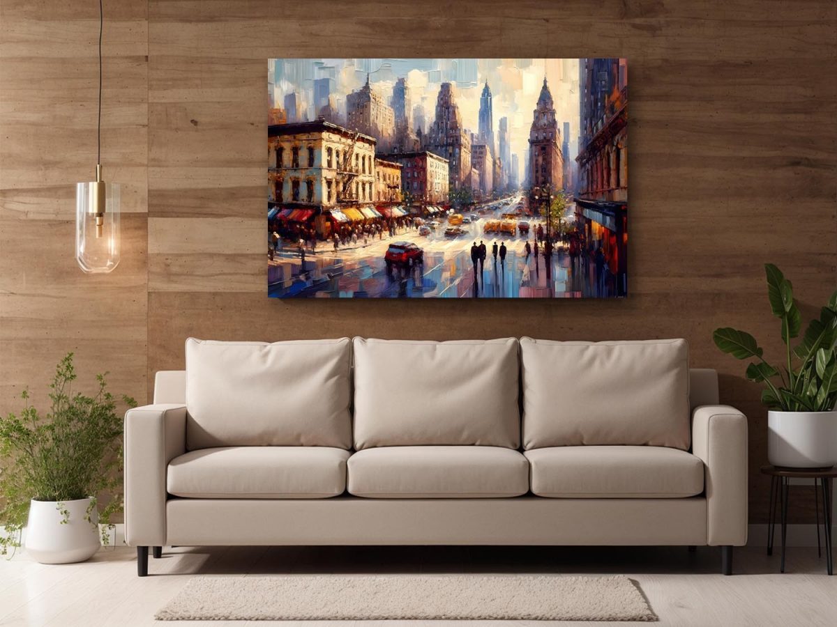 57-806.jpg Stadtszene im Impressionismus - New York Street, Druck auf Leinwand