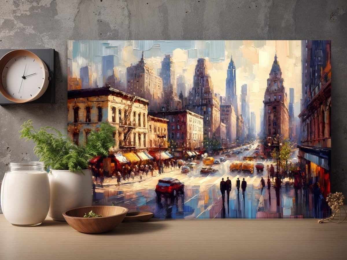 57-807.jpg Stadtszene im Impressionismus - New York Street, Druck auf Leinwand