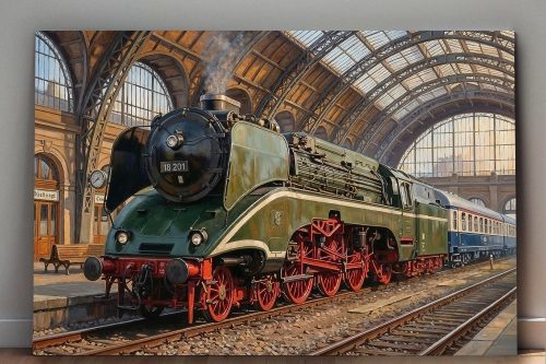 Dampflok 18 201 im historischen Bahnhof , Druck auf Leinwand