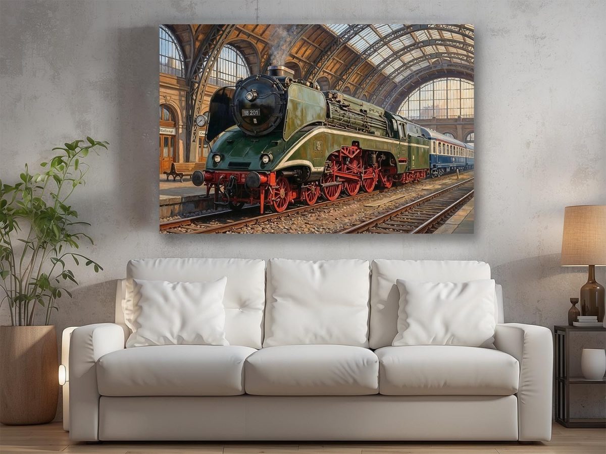 57-824.jpg Dampflok 18 201 im historischen Bahnhof , Druck auf Leinwand