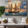 Segelschiff im Abendlicht , Druck auf Leinwand,