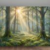 Morgensonne im Wald, Lichtdurchflutetes Bild auf Leinwand
