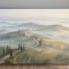 Sanfte Hügel im Morgennebel, Stimmungsvolles Bild auf Leinwand