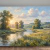 Flusslandschaft im Abendlicht - Harmonisches Bild auf Leinwand