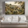 Olivenhain im warmen Abendlicht - Harmonisches Bild auf Leinwand