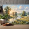 Flusslandschaft im Abendlicht - Harmonisches Bild auf Leinwand