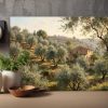 Olivenhain im warmen Abendlicht - Harmonisches Bild auf Leinwand