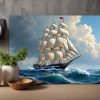 Segelschiff auf hoher See unter dramatischem Himmel , Digital Art,